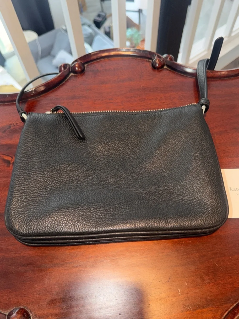Kate Spade Leila Triple Gusset Gray Leather Crossbody Purse